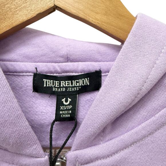 NWT True Religion Girls Stitch Logo Zip Hoodie Purple Size XS - Picture 4 of 7